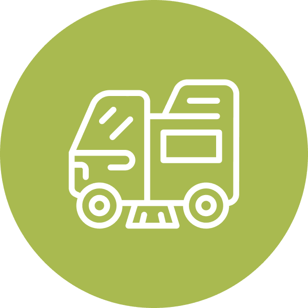 power sweeping truck green icon