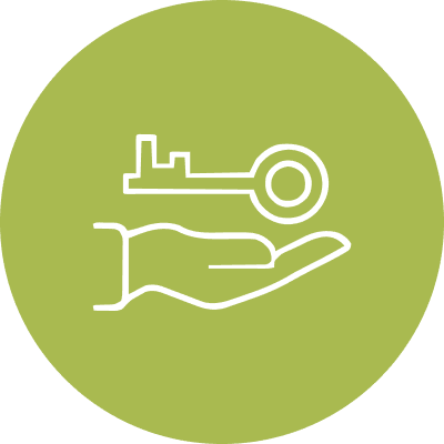 key and hand green icon
