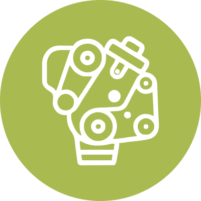 automotive engine green icon