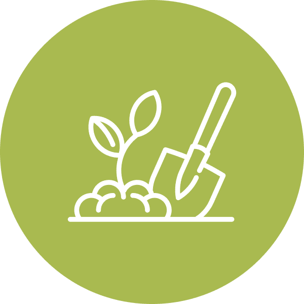 shovel and plant green icon