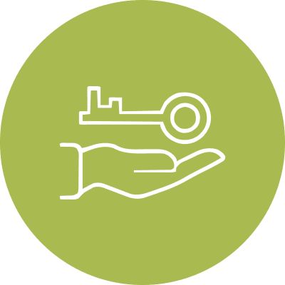 key and hand green icon
