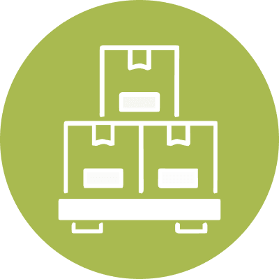 stack of boxes green icon