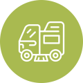 power sweeping truck green icon