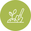 shovel and plant green icon