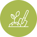 shovel and plant green icon