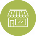 retail storefront green icon