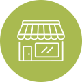 Markets retail storefront green icon