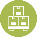 stack of boxes green icon