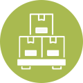 stack of boxes green icon