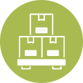 Markets stack of boxes green icon